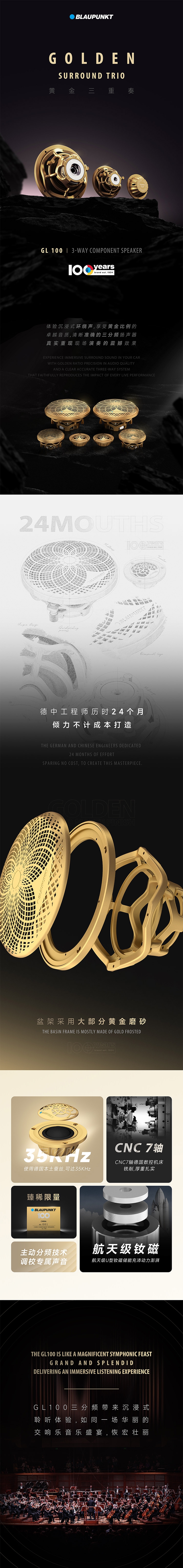 德國藍寶（BLAUPUNKT）100 週年紀念款三分頻套裝GL100 